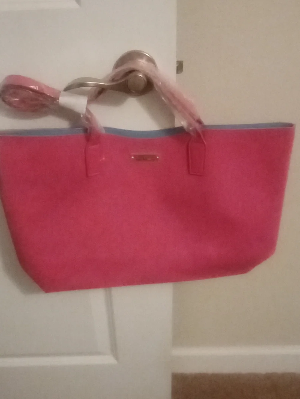 Juicy Couture Hot Pink Tote with Blue Trim